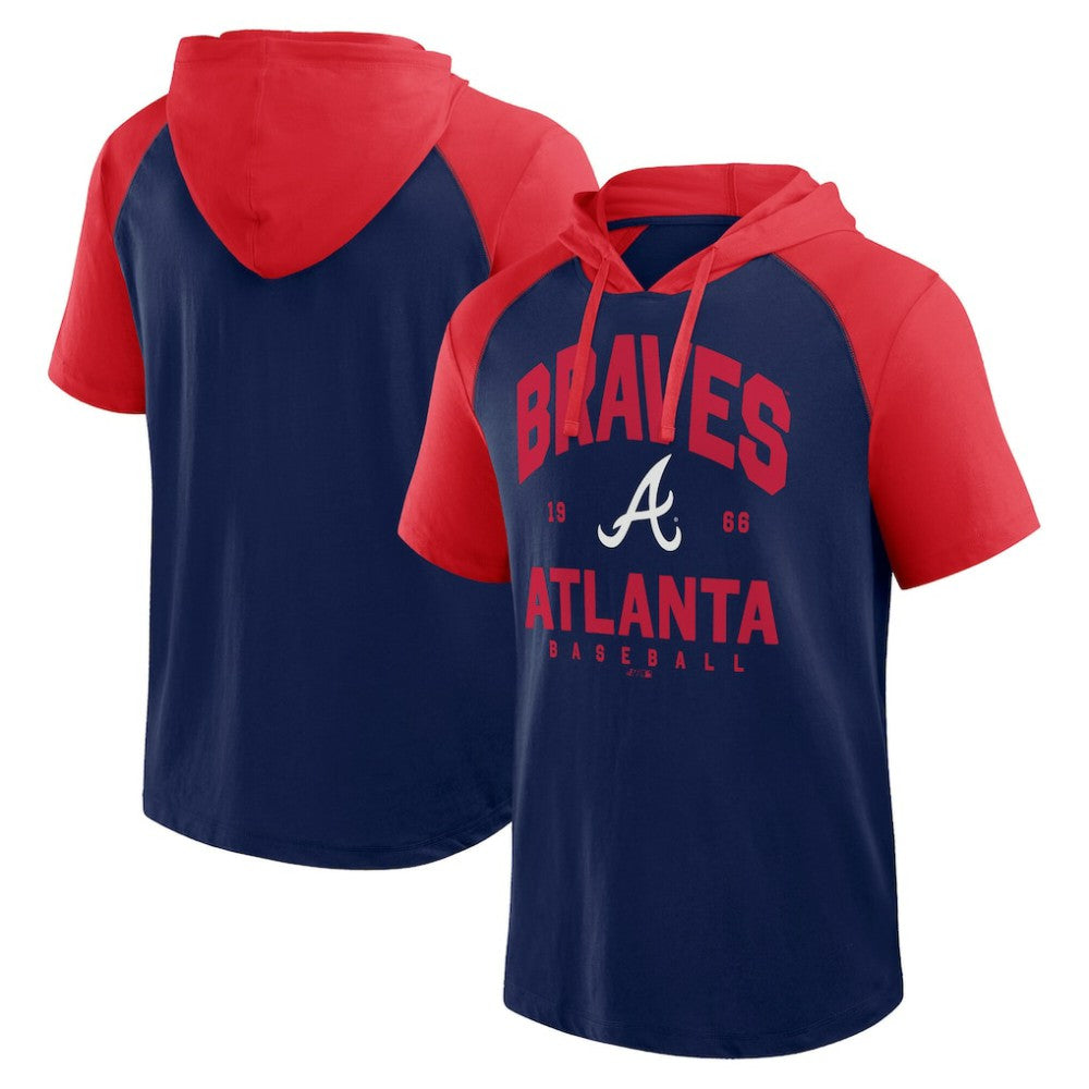 Atlanta Braves Logo Athletic Prime Raglan Short Sleeve Hoodie T-Shirt Lifestyle