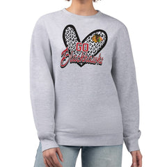Chicago Blackhawks G-III 4Her by Carl Banks Women's Animal Print Heart Fleece Pullover Sweatshirt Heather Gray