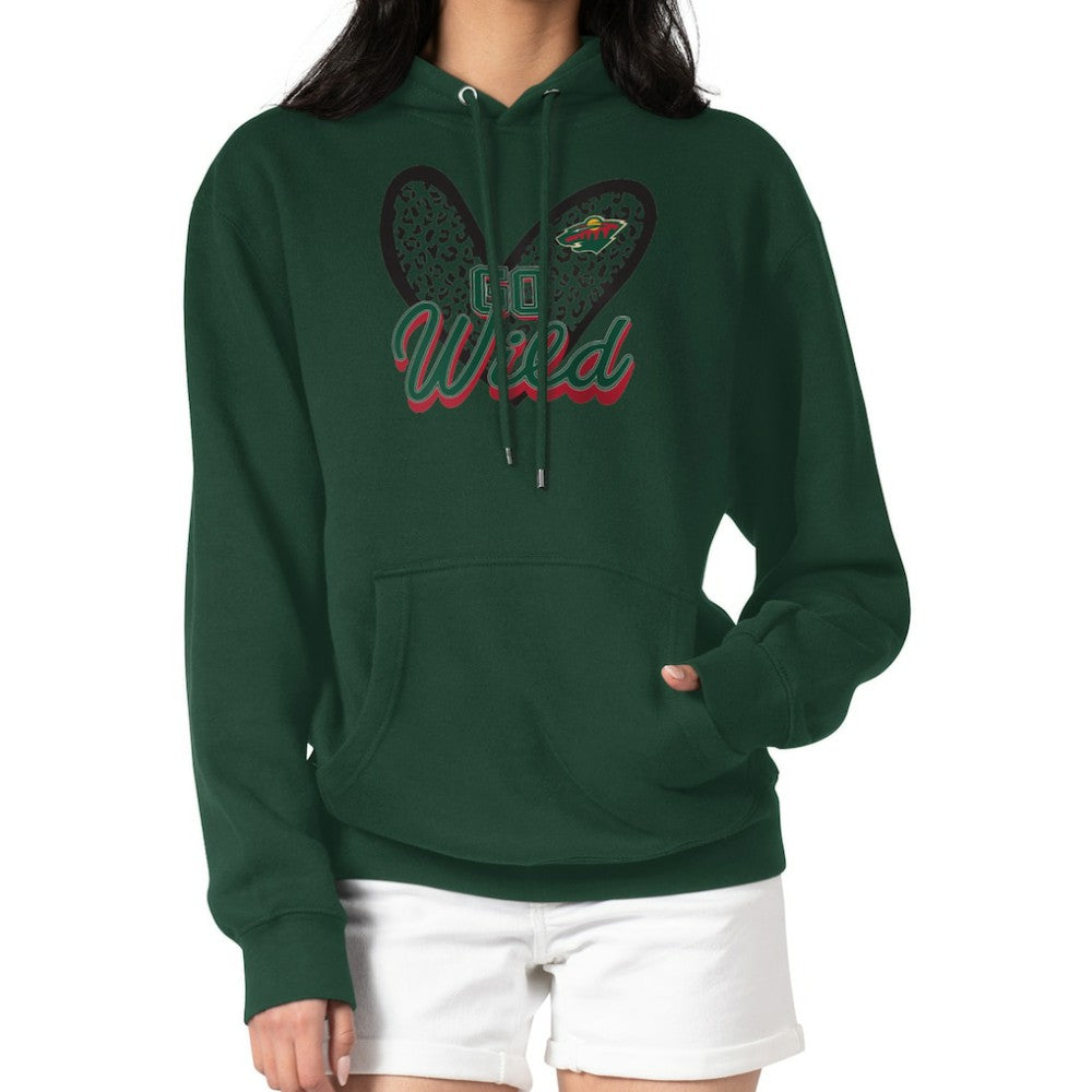 Minnesota Wild - G-III 4Her by Carl Banks Women's Animal Print Heart Fleece Pullover Hoodie Green
