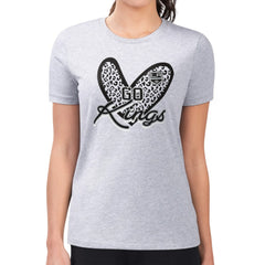 Los Angeles Kings - G-III 4Her by Carl Banks Women's Super-Slim Fit Lightweight Animal Print Heart T-Shirt Heather Gray