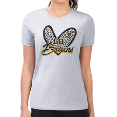 Boston Bruins G-III 4Her by Carl Banks Women's Super-Slim Fit Lightweight Animal Print Heart T-Shirt Heather Gray