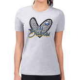 Buffalo Sabres - G-III 4Her by Carl Banks Women's Super-Slim Fit Lightweight Animal Print Heart T-Shirt Heather Gray