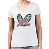 Carolina Hurricanes - G-III 4Her by Carl Banks Women's Super-Slim Fit Lightweight Animal Print Heart V-Neck T-Shirt White