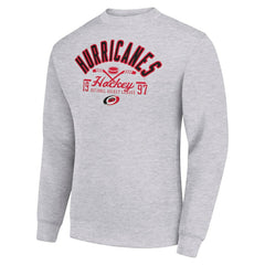 Carolina Hurricanes - Starter Stick And Puck Logo Fleece Pullover Sweatshirt Heather Gray