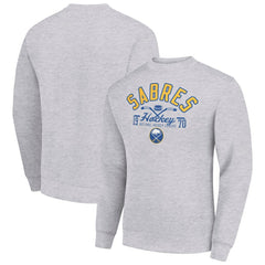Buffalo Sabres - Starter Stick And Puck Logo Fleece Pullover Sweatshirt Heather Gray