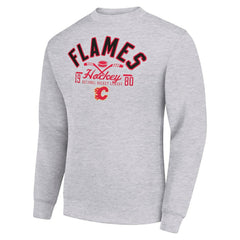 Calgary Flames - Starter Stick And Puck Logo Fleece Pullover Sweatshirt Heather Gray