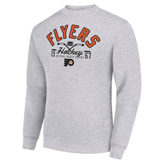 Philadelphia Flyers - Starter Stick And Puck Logo Fleece Pullover Sweatshirt Heather Gray
