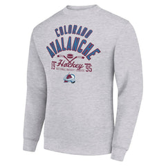 Colorado Avalanche - Starter Stick And Puck Logo Fleece Pullover Sweatshirt Heather Gray