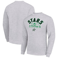 Dallas Stars - Starter Stick And Puck Logo Fleece Pullover Sweatshirt Heather Gray