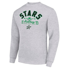 Dallas Stars - Starter Stick And Puck Logo Fleece Pullover Sweatshirt Heather Gray