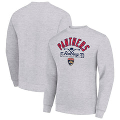 Florida Panthers - Starter Stick And Puck Logo Fleece Pullover Sweatshirt Heather Gray