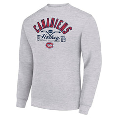 Montreal Canadiens - Starter Stick And Puck Logo Fleece Pullover Sweatshirt Heather Gray