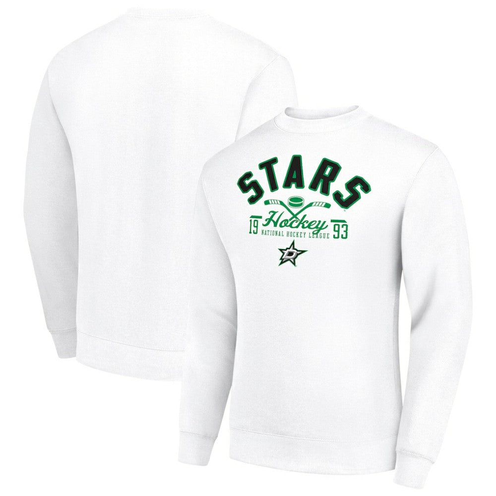Dallas Stars - Starter Stick And Puck Logo Fleece Pullover Sweatshirt White