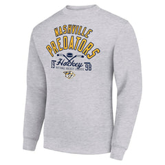 Nashville Predators - Starter Stick And Puck Logo Fleece Pullover Sweatshirt Heather Gray
