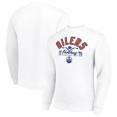 Edmonton Oilers - Starter Stick And Puck Logo Fleece Pullover Sweatshirt White