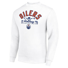 Edmonton Oilers - Starter Stick And Puck Logo Fleece Pullover Sweatshirt White