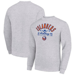 New York Islanders - Starter Stick And Puck Logo Fleece Pullover Sweatshirt Heather Gray