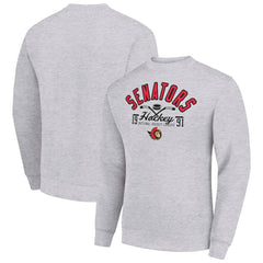 Ottawa Senators - Starter Stick And Puck Logo Fleece Pullover Sweatshirt Heather Gray