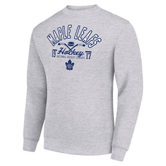 Toronto Maple Leafs - Starter Stick And Puck Logo Fleece Pullover Sweatshirt Heather Gray