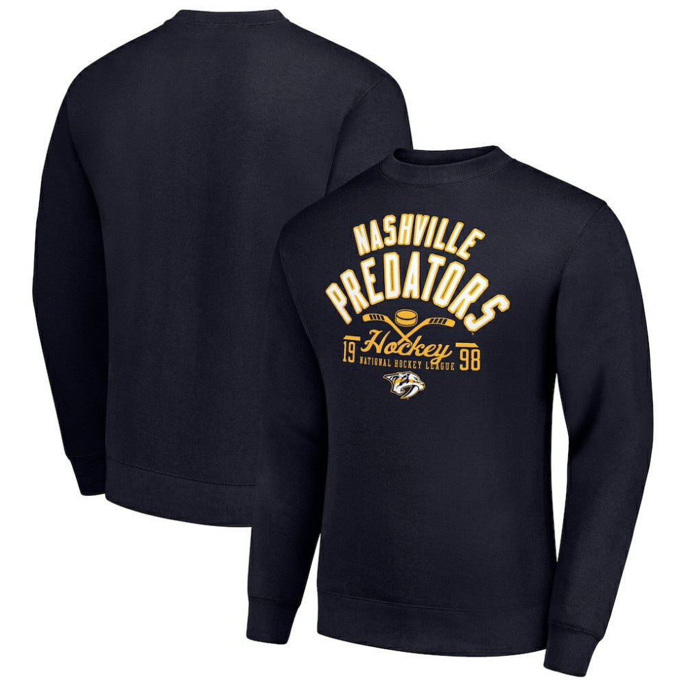 Nashville Predators - Starter Stick And Puck Logo Fleece Pullover Sweatshirt Navy