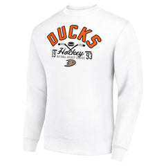 Anaheim Ducks - Starter Stick And Puck Logo Fleece Pullover Sweatshirt White
