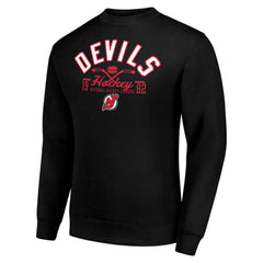 New Jersey Devils - Starter Stick And Puck Logo Fleece Pullover Sweatshirt Black