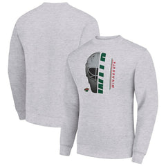 Minnesota Wild - Starter Half Helmet Team Logo Pullover Sweatshirt Heather Gray