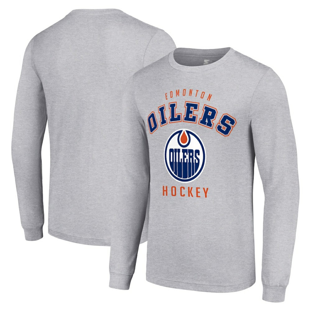 Edmonton Oilers - Starter Logo Long Sleeve T-Shirt Heather Gray