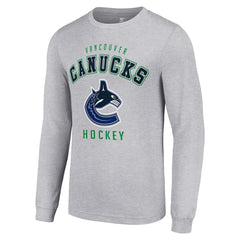 Vancouver Canucks - Starter Logo Long Sleeve T-Shirt Heather Gray