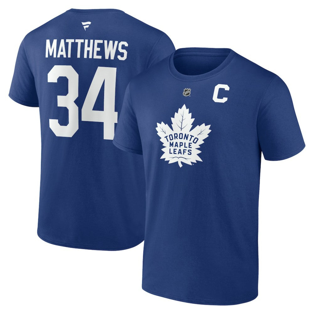 Auston Matthews Toronto Maple Leafs - Fanatics Authentic Stack Name & Number T-Shirt Blue