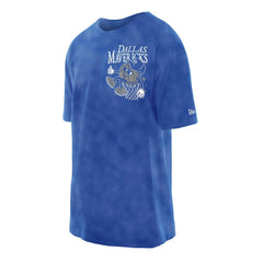 New Era - Dallas Mavericks Old School Sport Enzyme Wash Oversized T-Shirt - Blue
