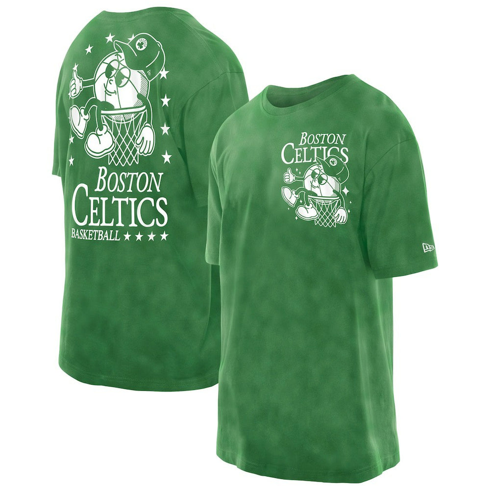 New Era - Boston Celtics Old School Sport Enzyme Wash Oversized T-Shirt - Kelly Green