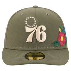 New Era - Philadelphia 76ers Tonal Florals 59FIFTY Fitted Hat - Olive