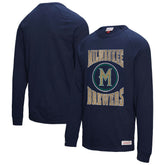 Milwaukee Brewers Mitchell & Ness Arched Logo Slub Long Sleeve T-Shirt On Sale