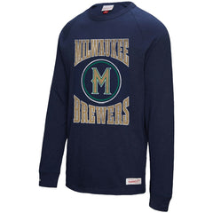 Milwaukee Brewers Mitchell & Ness Arched Logo Slub Long Sleeve T-Shirt On Sale