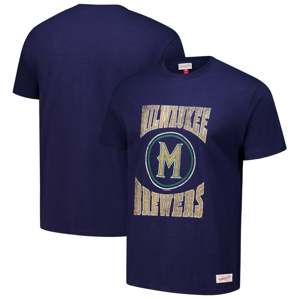 Milwaukee Brewers Mitchell & Ness Arched Logo Slub T-Shirt Lifestyle