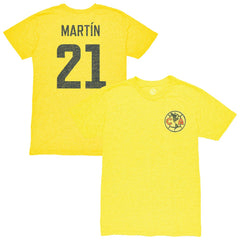 Henry Martin Club America 1863FC Vintage Player Name & Number Tri-blend T-Shirts - Yellow