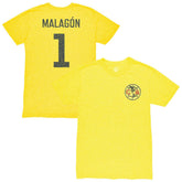 Luis Malagón Club America 1863FC Vintage Player Name & Number Tri-blend T-Shirts - Yellow