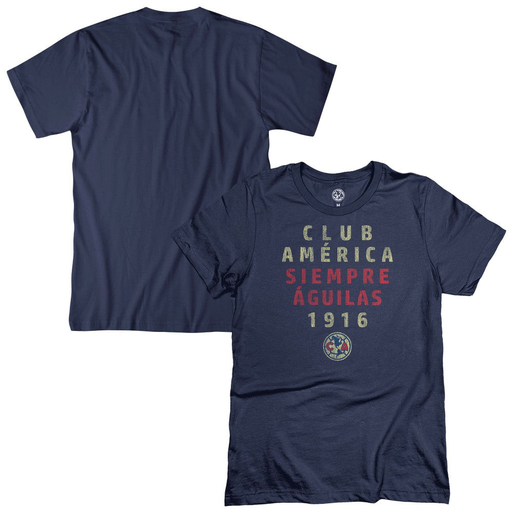 Club America 1863FC Tapered Text T-Shirts - Navy