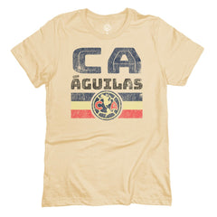 Club America 1863FC Retro Stripes T-Shirts - Tan