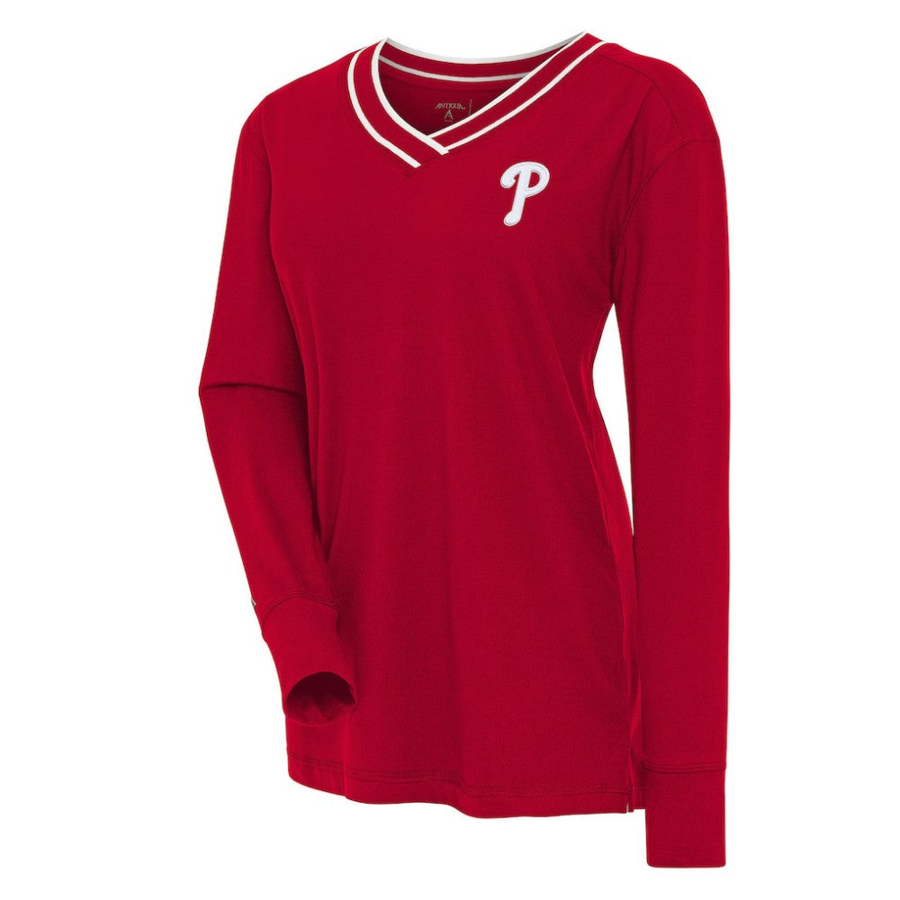 Philadelphia Phillies Antigua Women's Symbolic Long Sleeve V-Neck Top Online