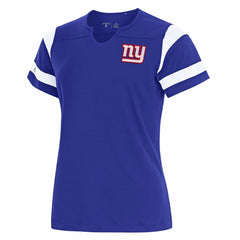 New York Giants Antigua Women's Encounter Short Sleeve Notch Neck Top Royal - NFL