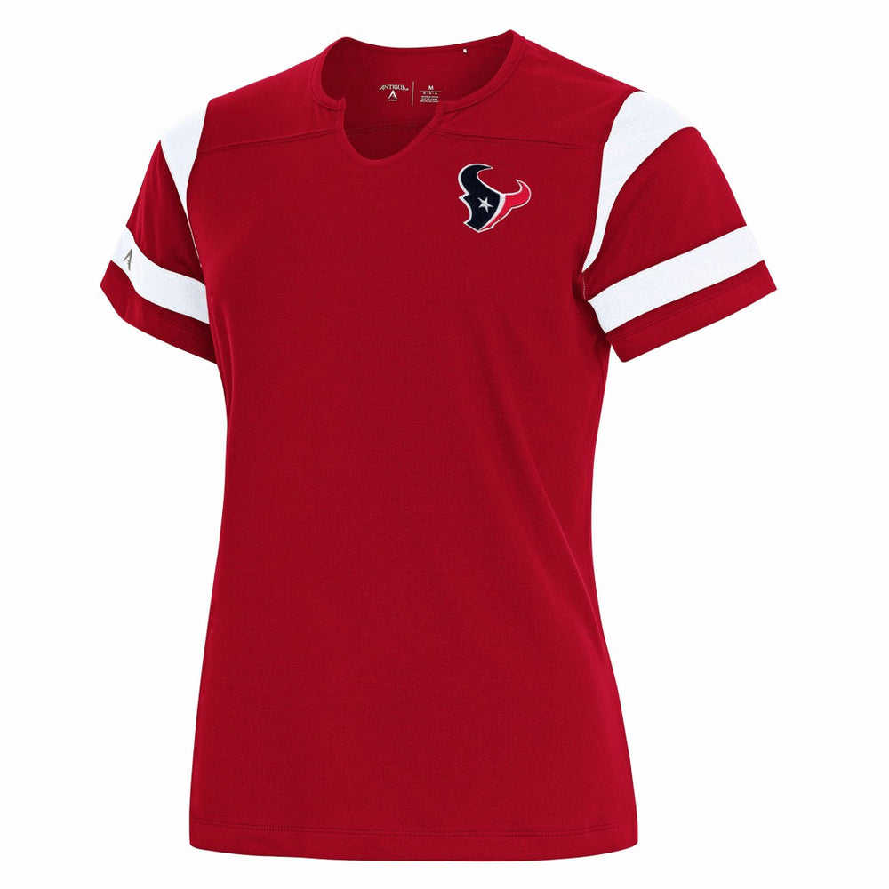 Houston Texans Antigua Women's Encounter Short Sleeve Notch Neck Top Red - NFL