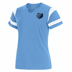 NBA - Memphis Grizzlies Antigua Women's Encounter Short Sleeve Notch Neck Top - Powder Blue