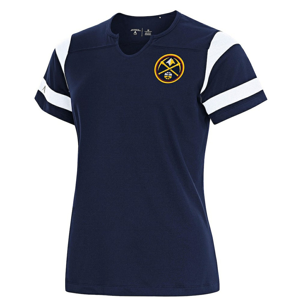 NBA - Denver Nuggets Antigua Women's Encounter Short Sleeve Notch Neck Top - Navy
