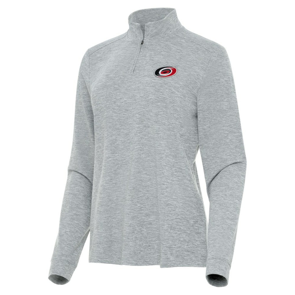 Carolina Hurricanes - Antigua Women's Mentor Quarter-Zip Mock Long Sleeve Top Heather Gray