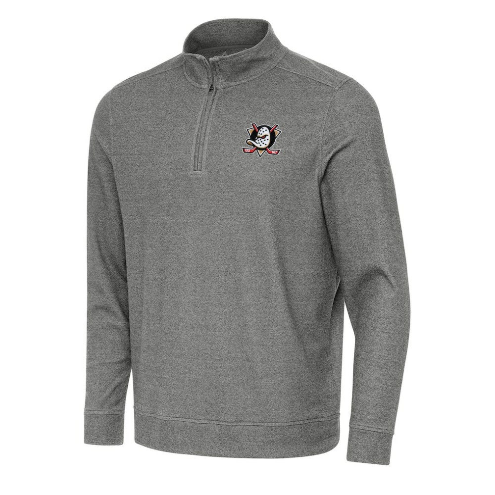 Anaheim Ducks - Antigua Subtle Quarter-Zip Sweatshirt Heather Black