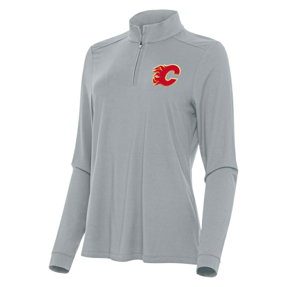 Calgary Flames - Antigua Women's Intent Quarter-Zip Top Gray