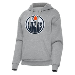 Edmonton Oilers - Antigua Women's Victory Pullover Hoodie Heather Gray