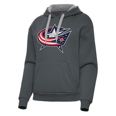 Columbus Blue Jackets - Antigua Women's Victory Pullover Hoodie Charcoal